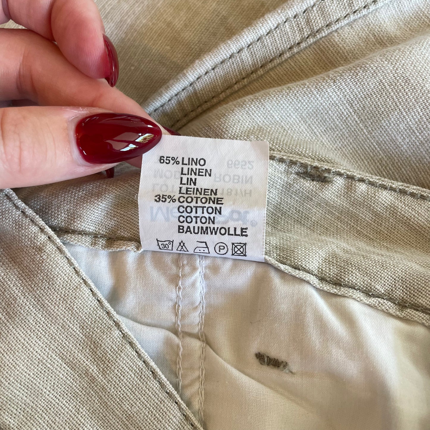beige linen pants