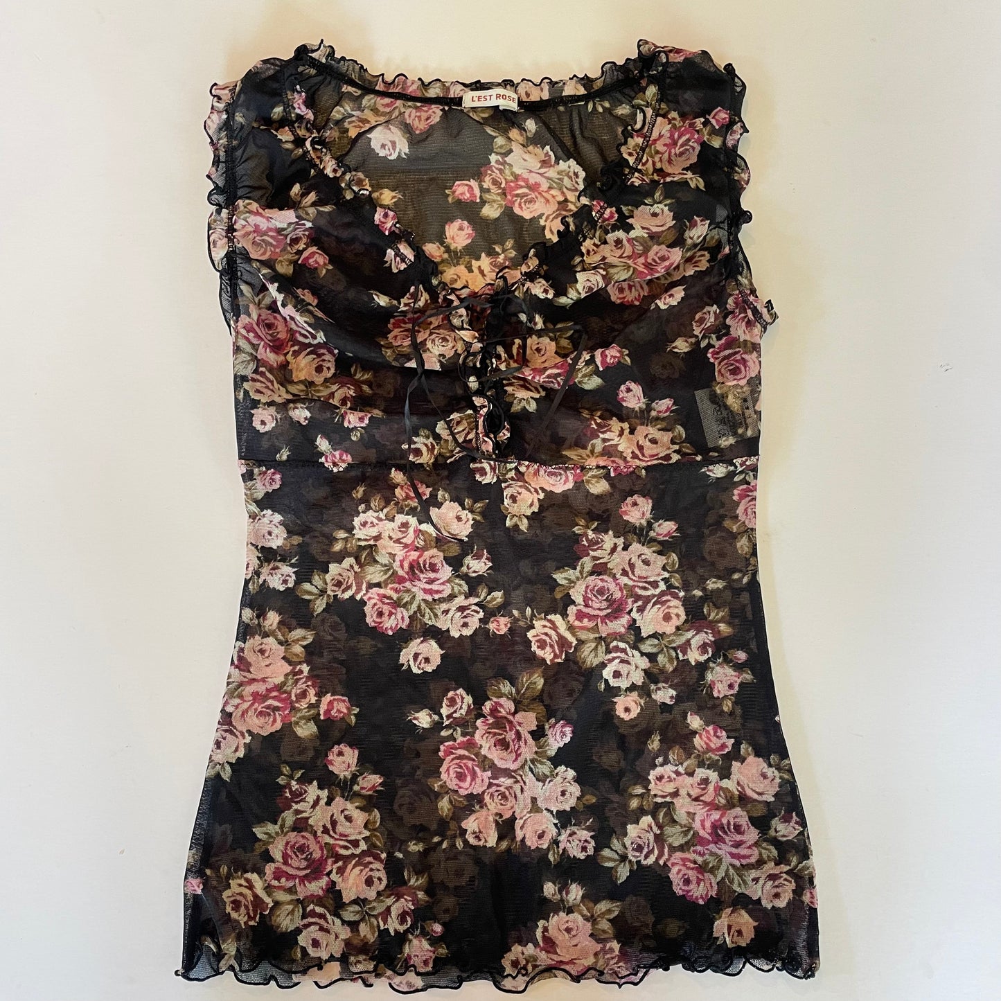 floral lace lace up top