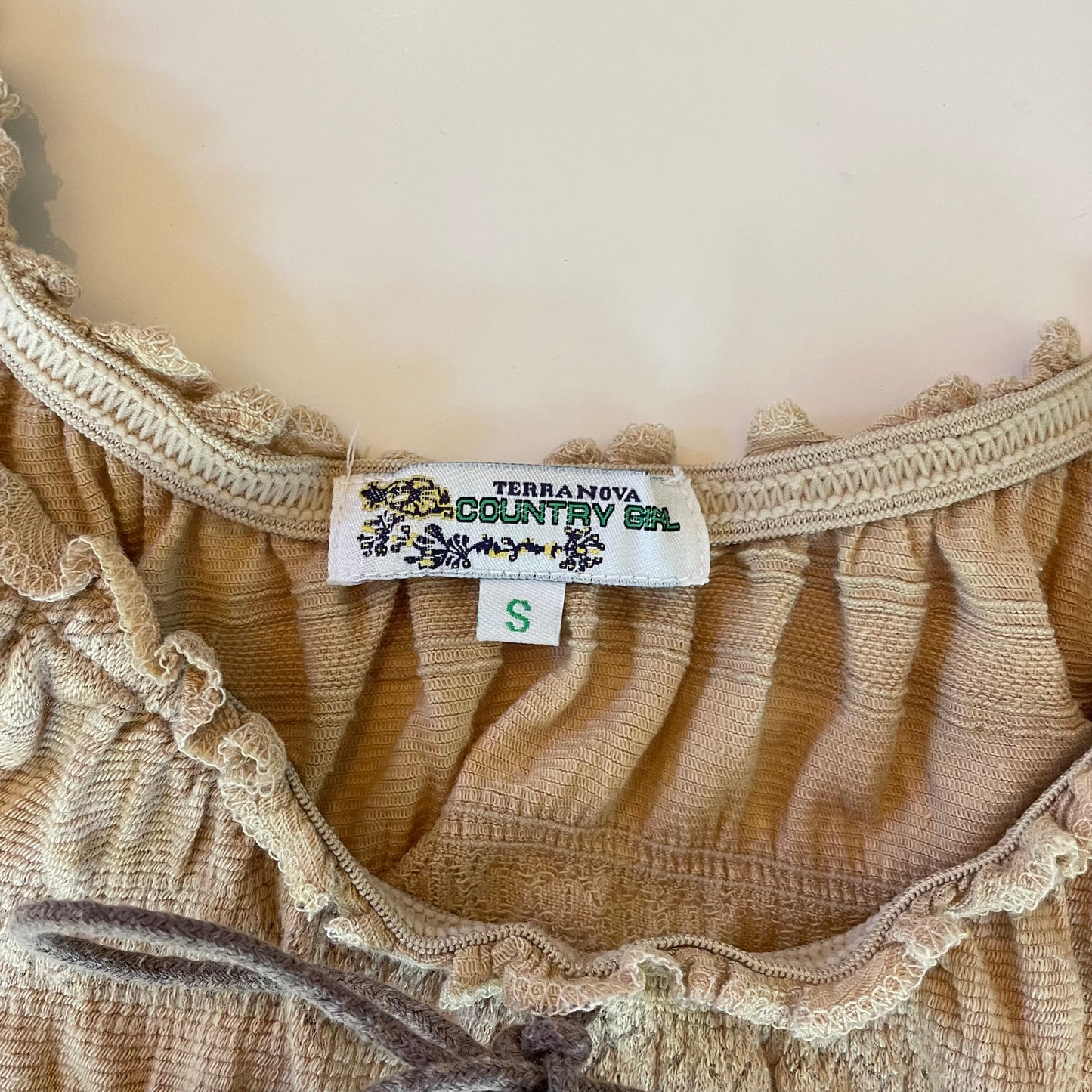 vintage frilly off-shoulder top