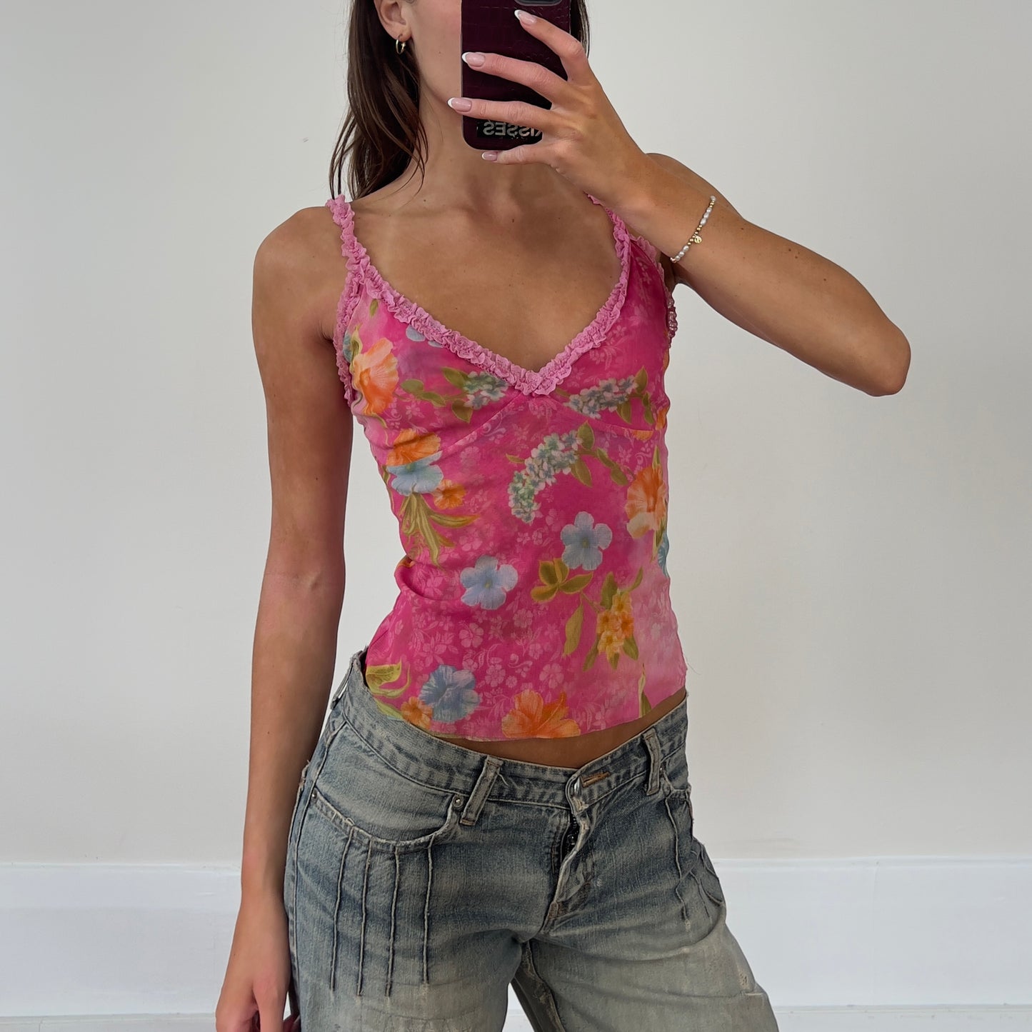mesh floral cami