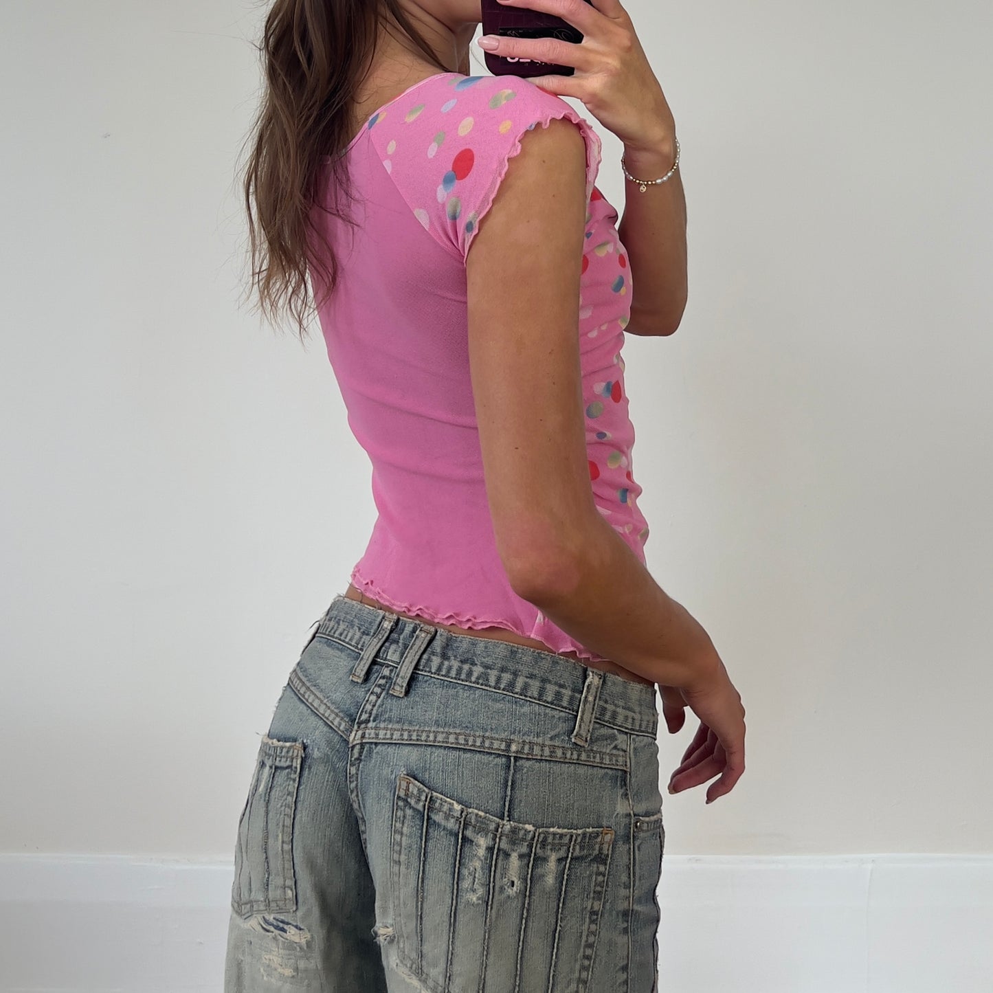 polka dot mesh top