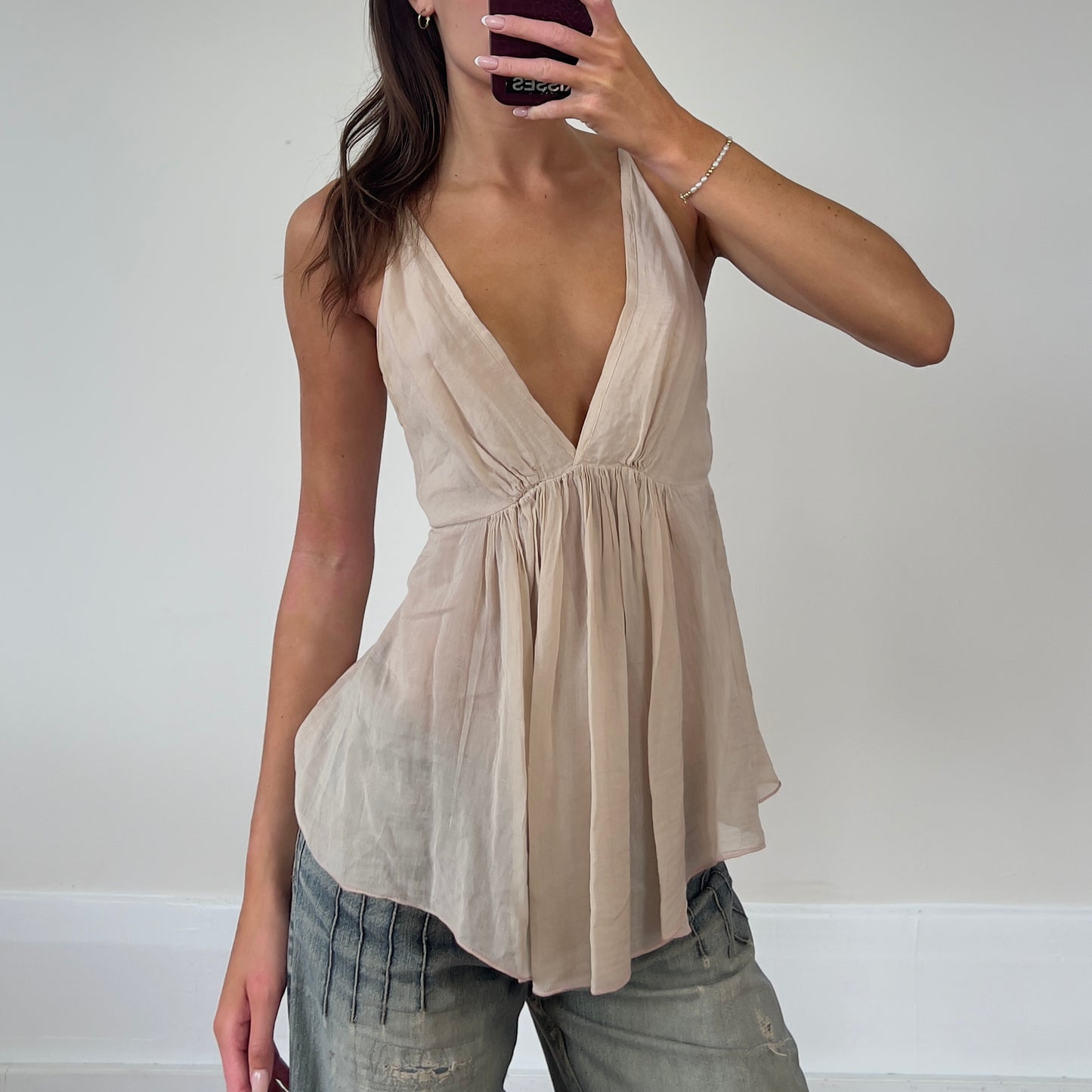 nude boho cami