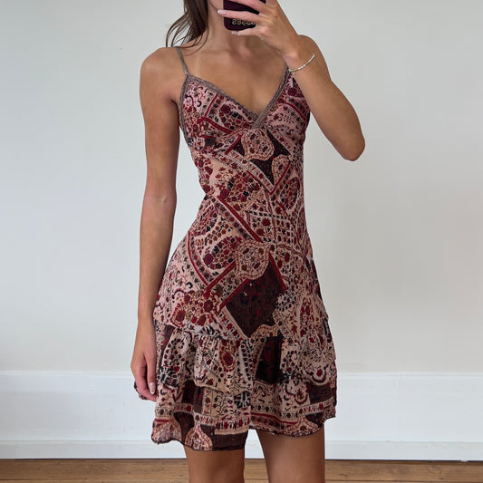 paisley print mini dress