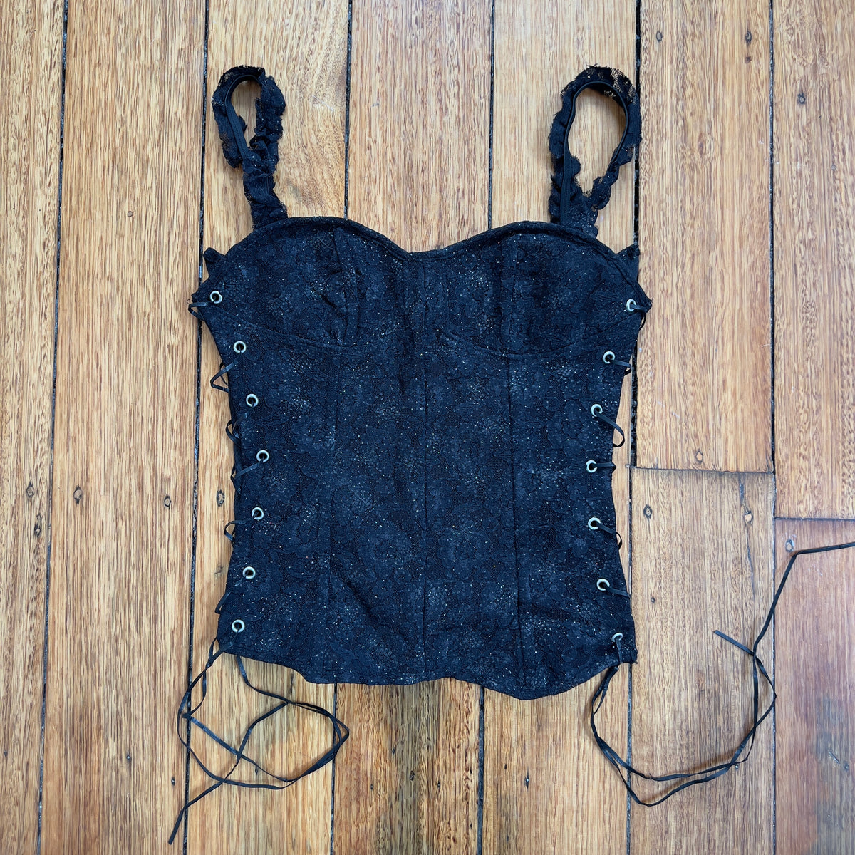 black lace up corset