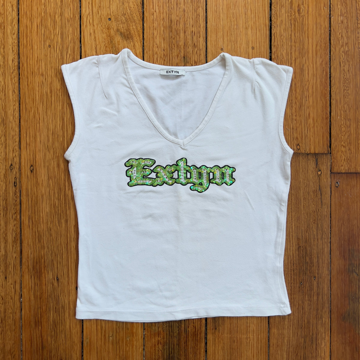 graphic sequin tank