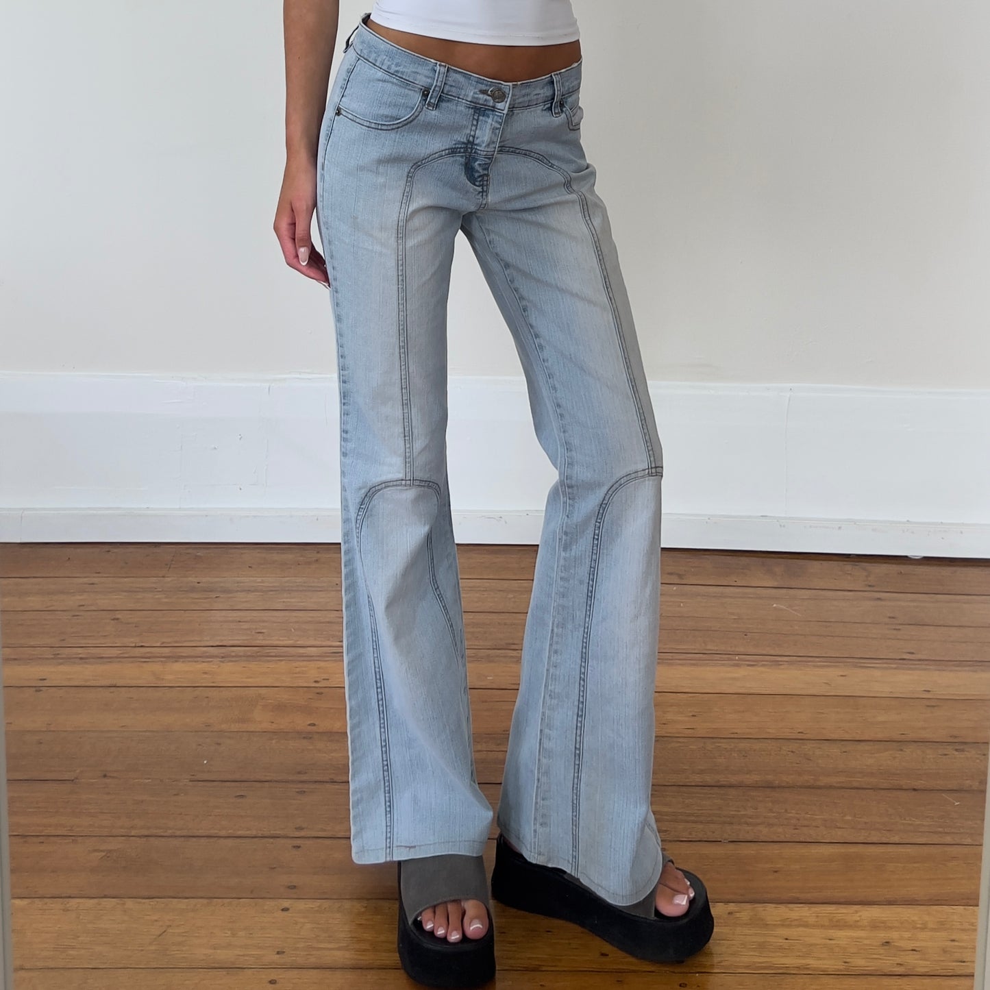 light denim flared jeans