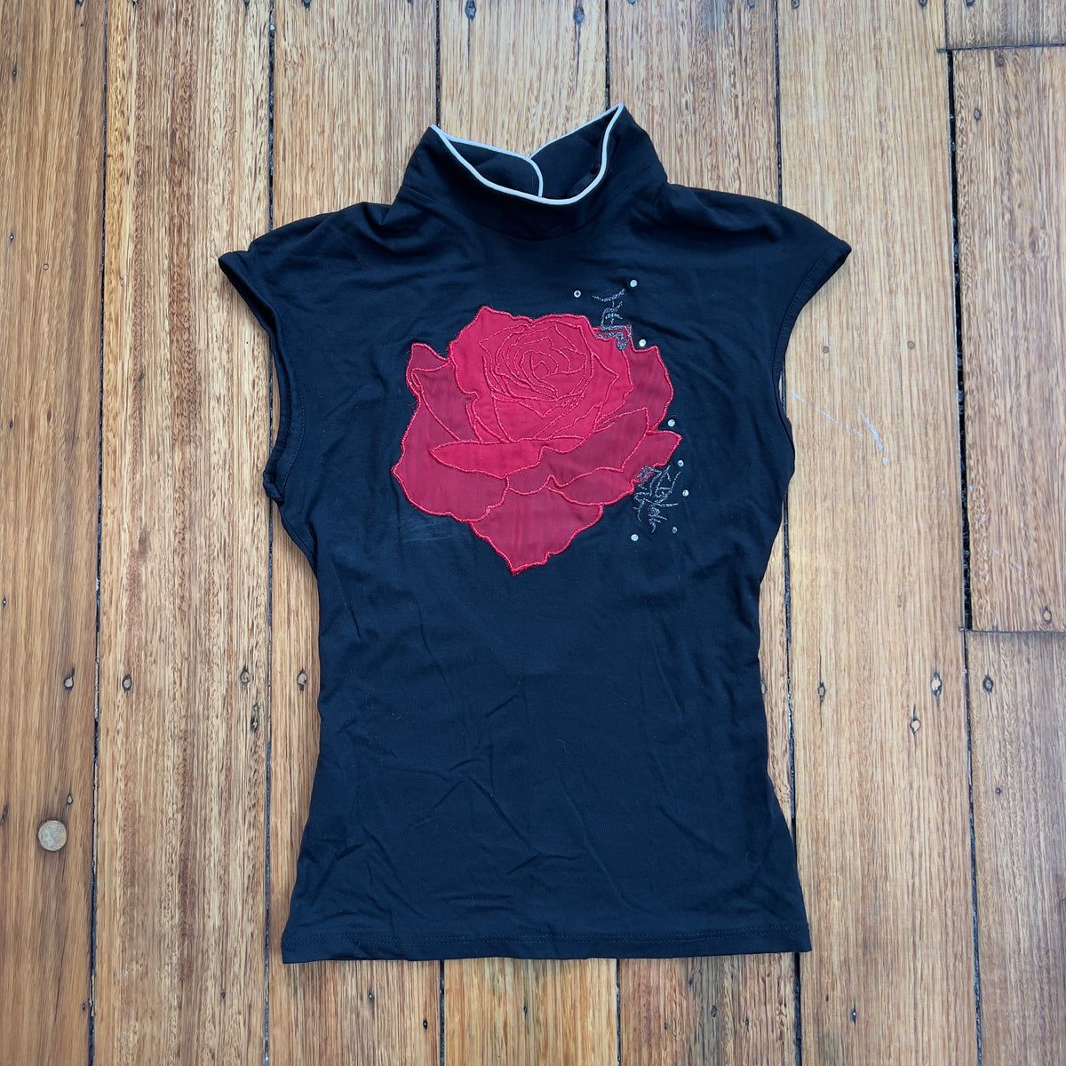 high neck rose top