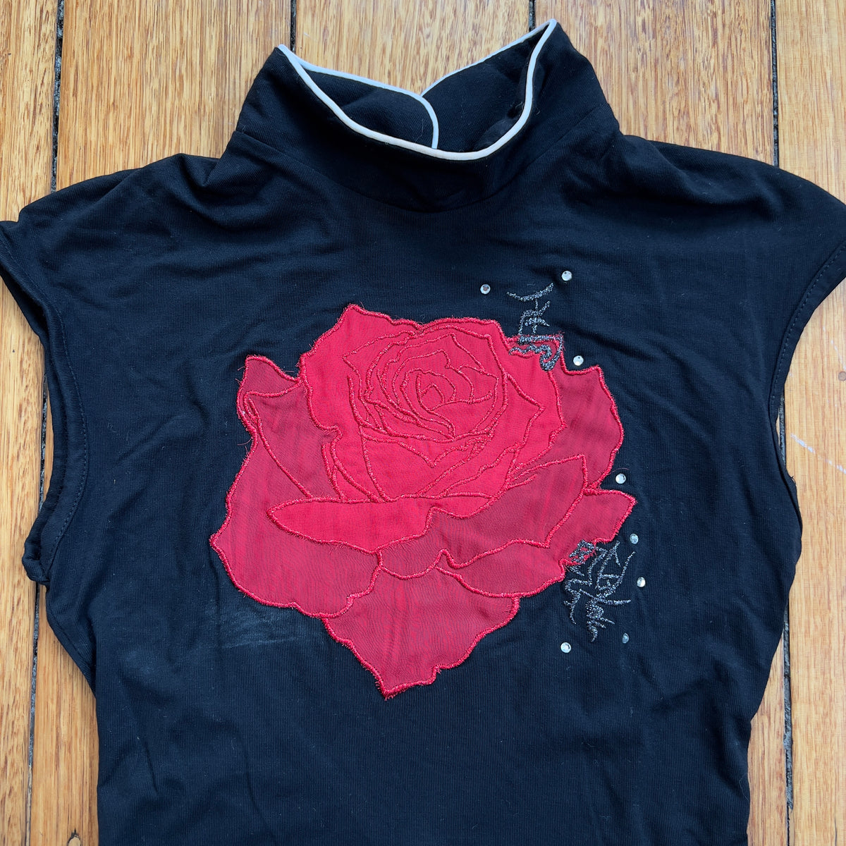 high neck rose top