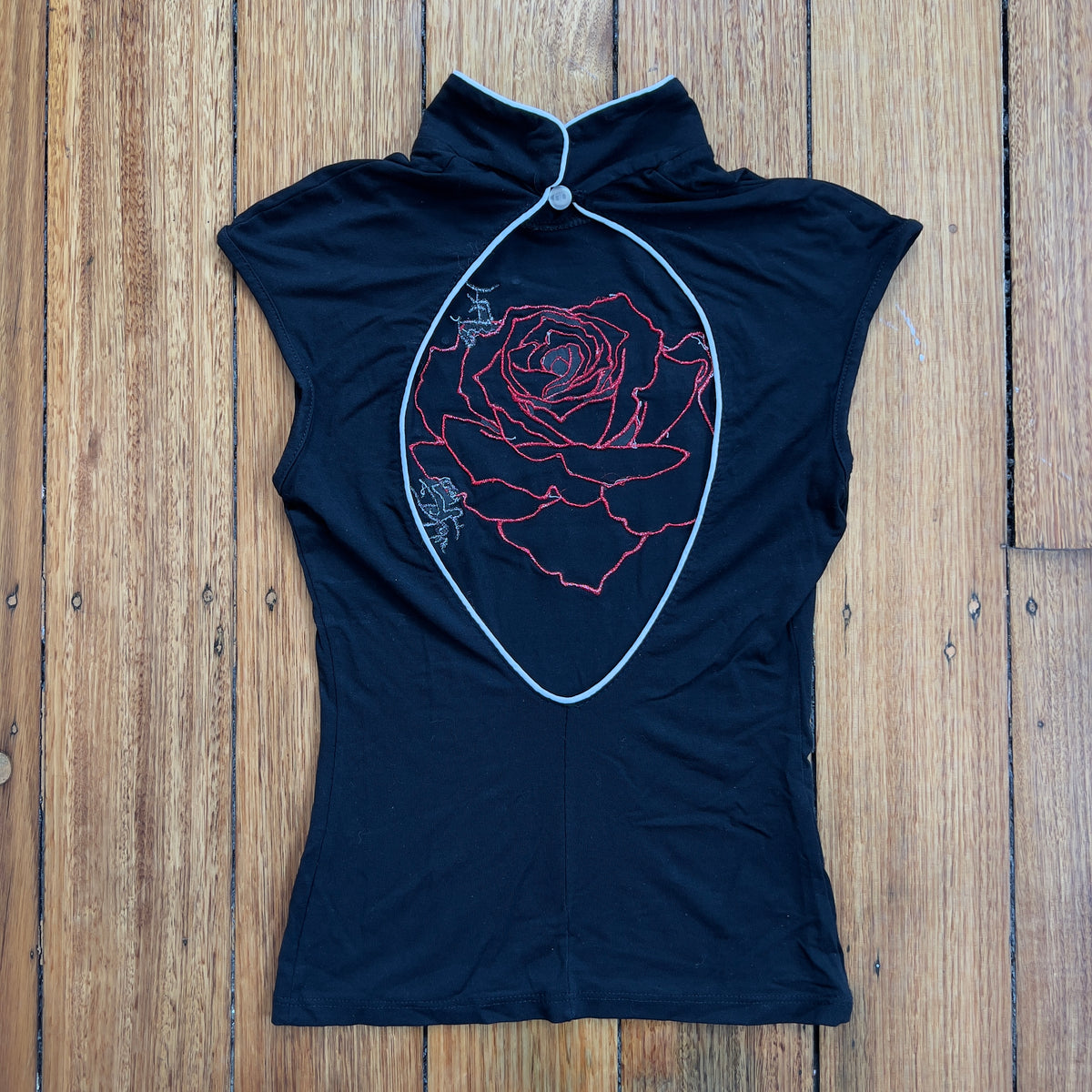 high neck rose top