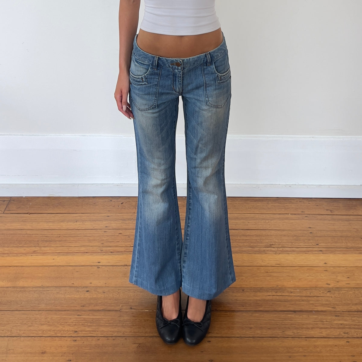 low rise flared jeans