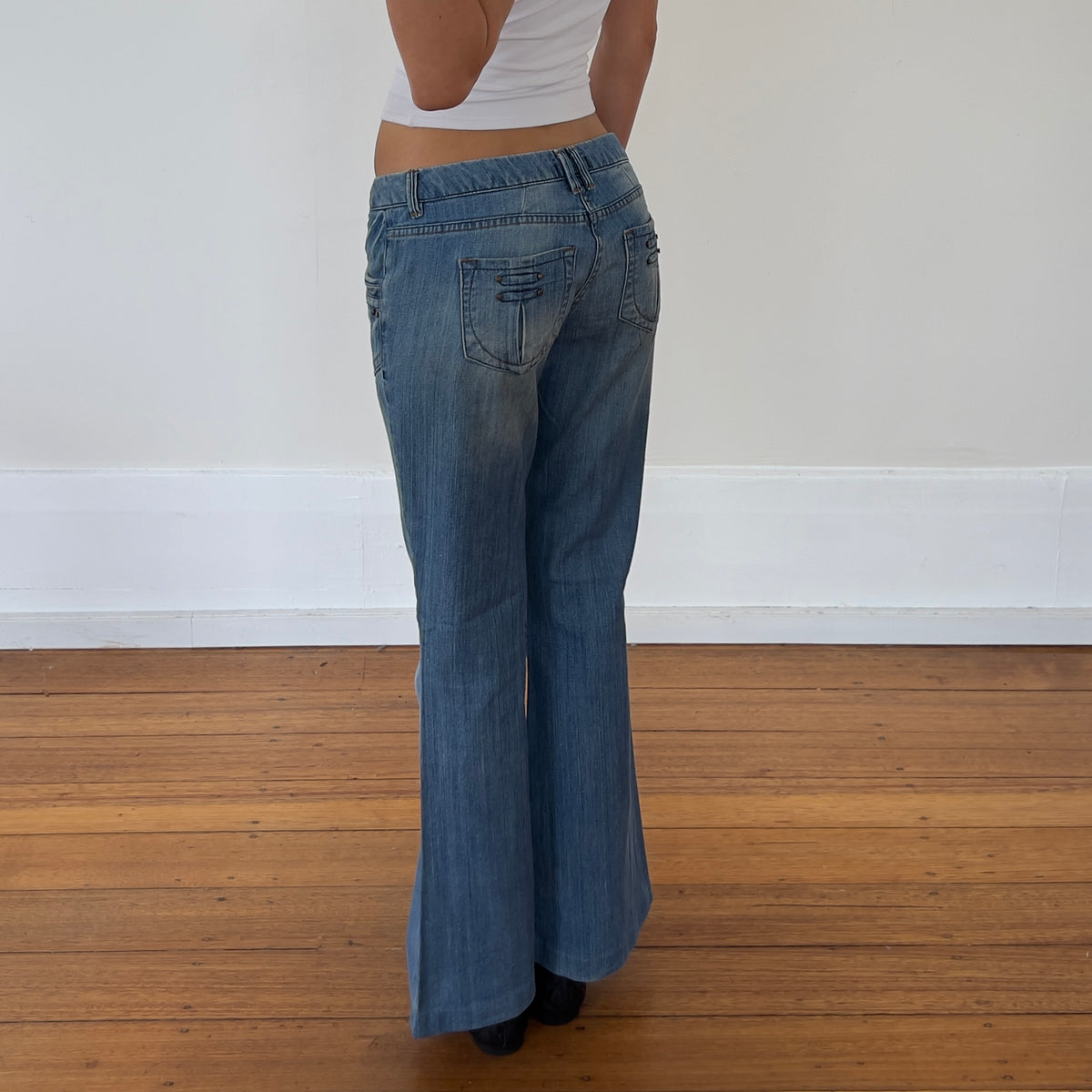 low rise flared jeans