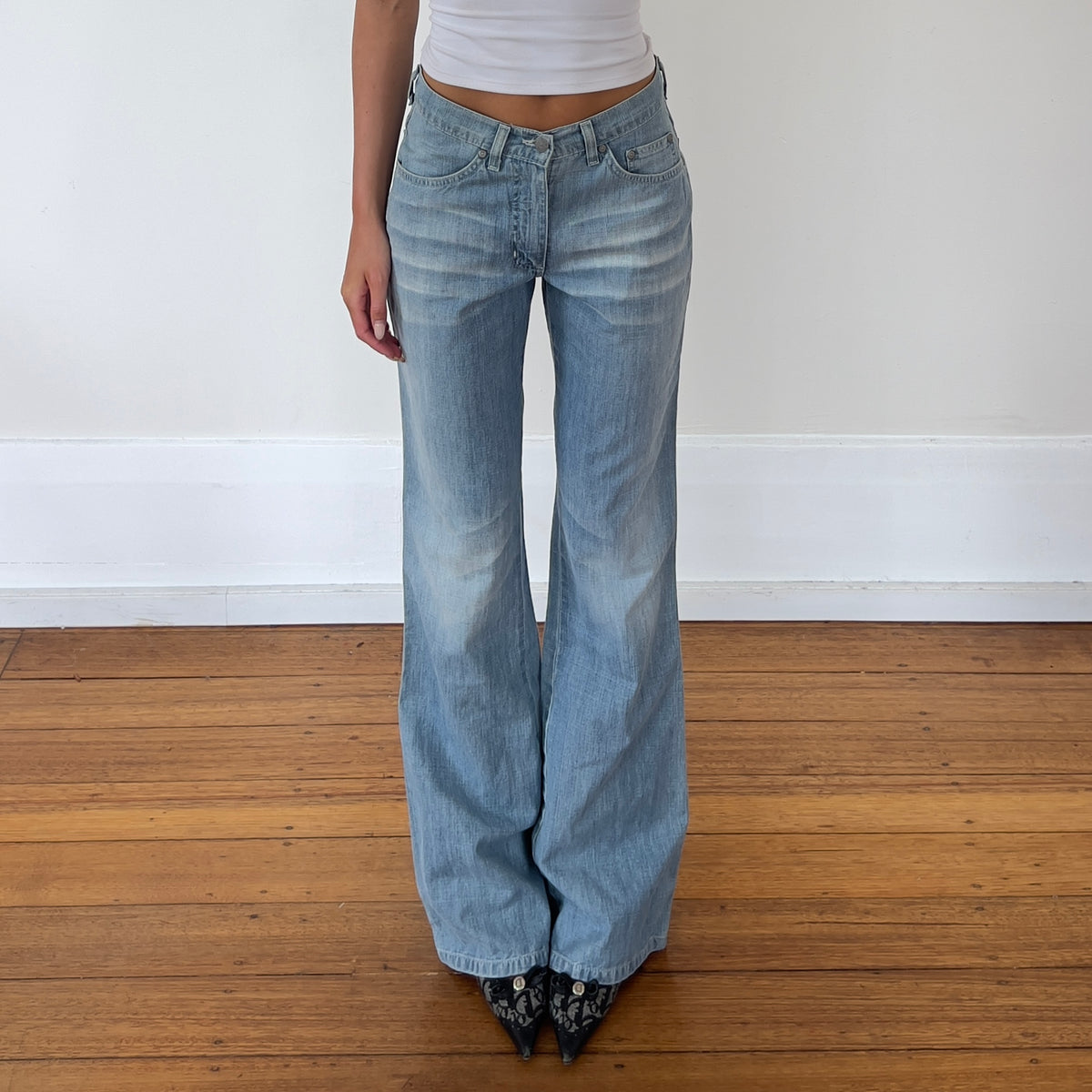 light denim flared jeans