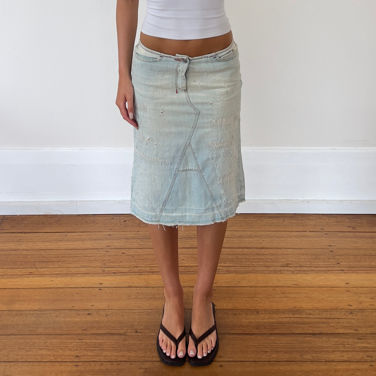 denim midi skirt