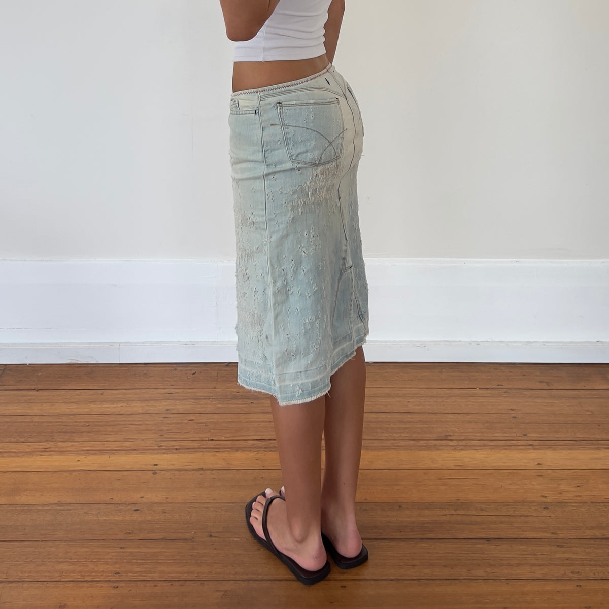 denim midi skirt