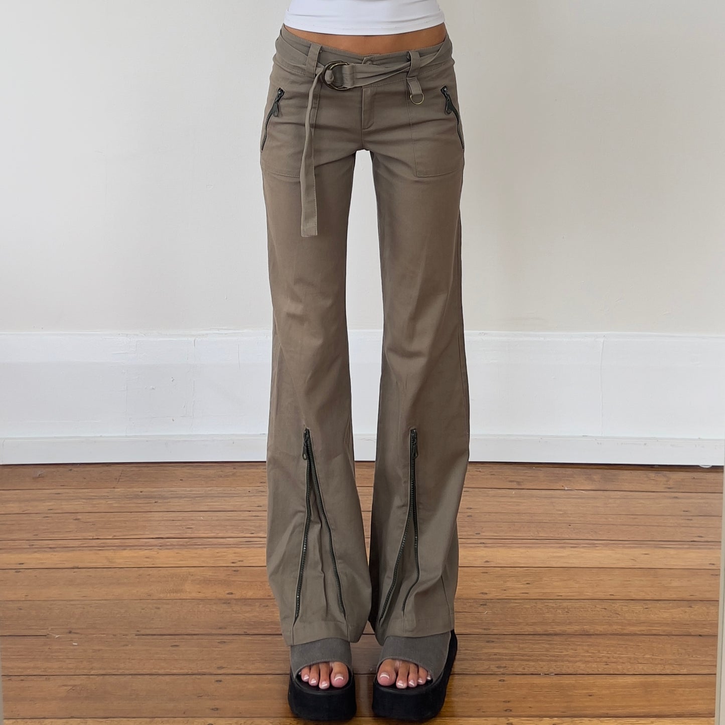 brown pants w/ flared zips