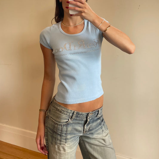 blue rhinestone baby tee