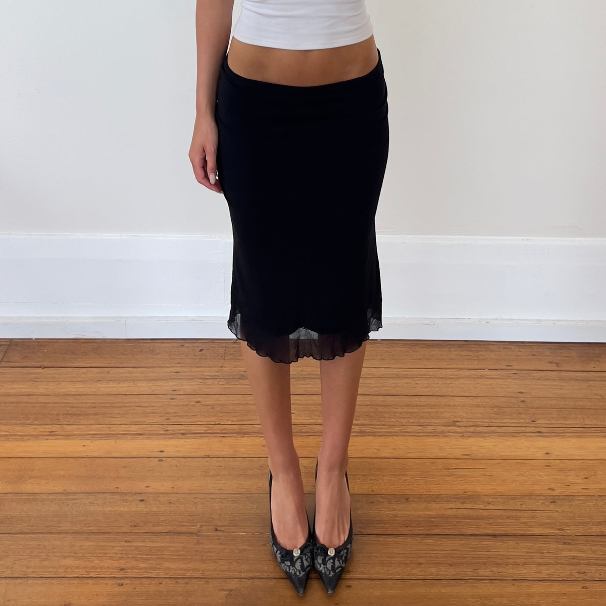black midi skirt