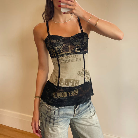 vintage lace graphic cami