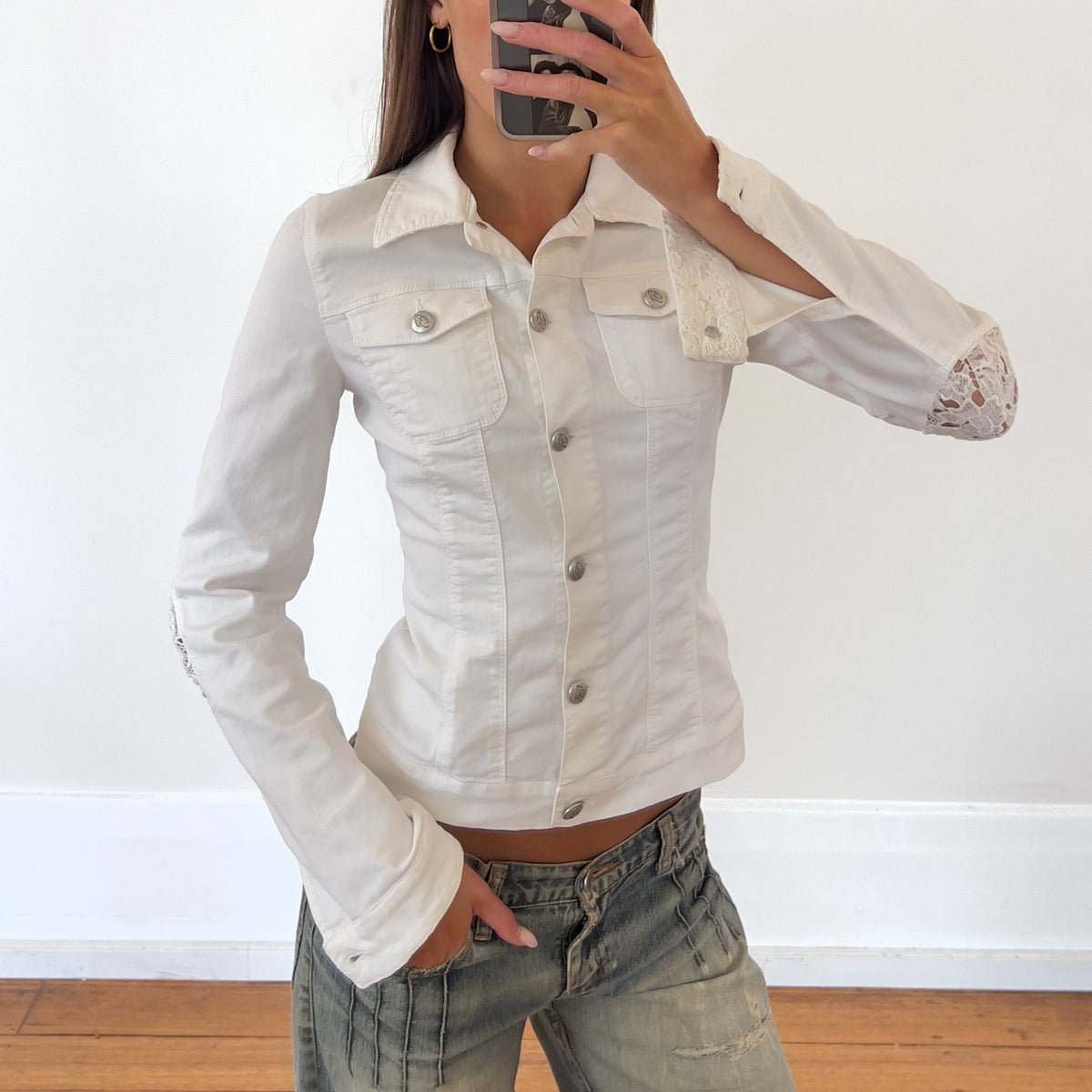 white button up jacket
