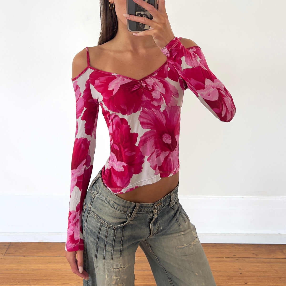 pink floral long sleeve