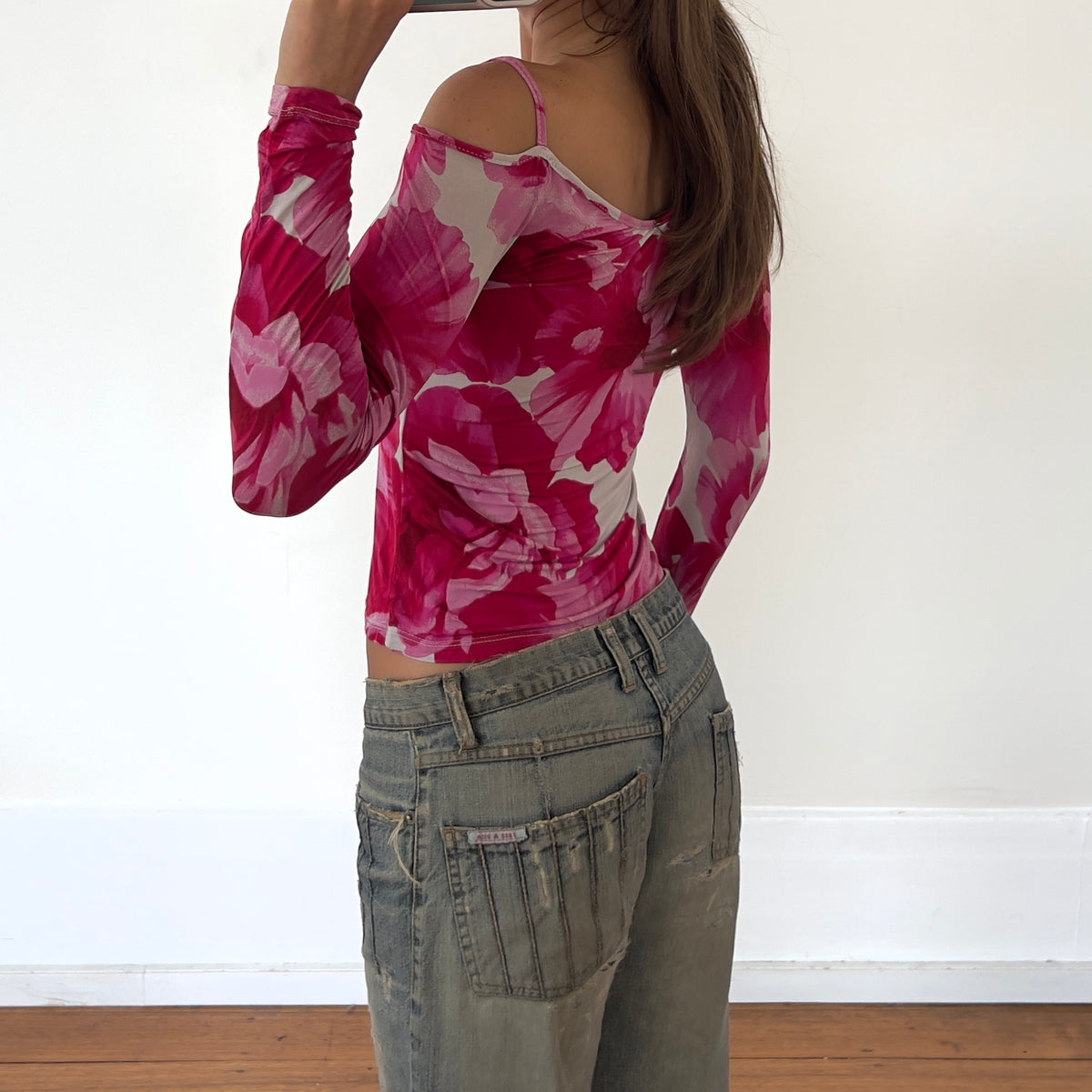 pink floral long sleeve
