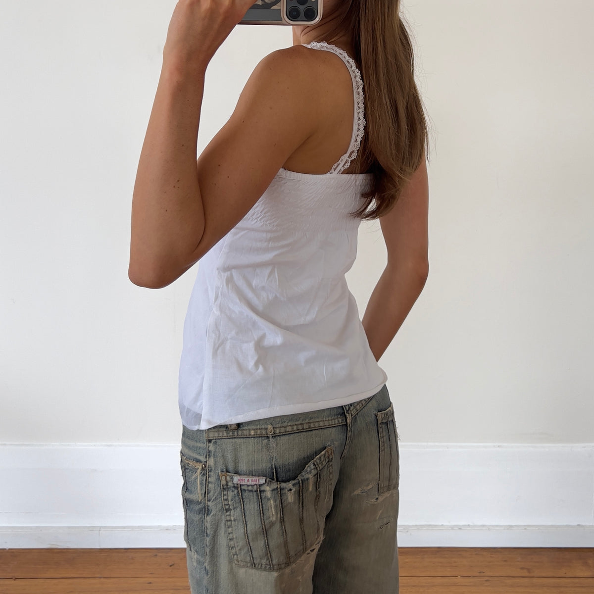 white lace detail cami
