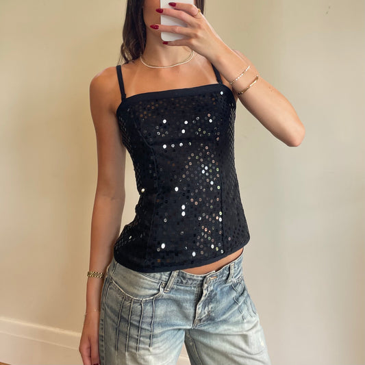 black sequin cami