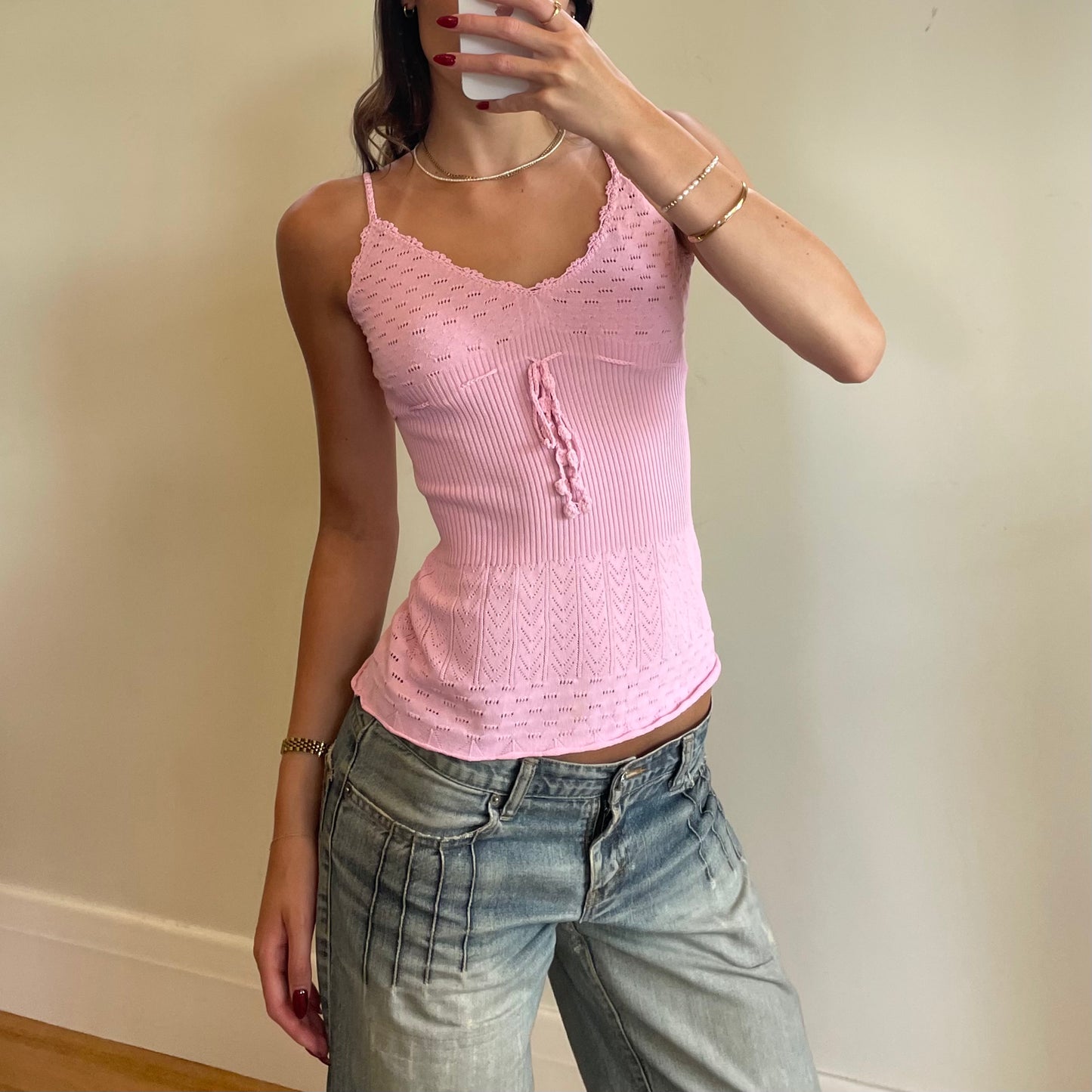 pink knit cami