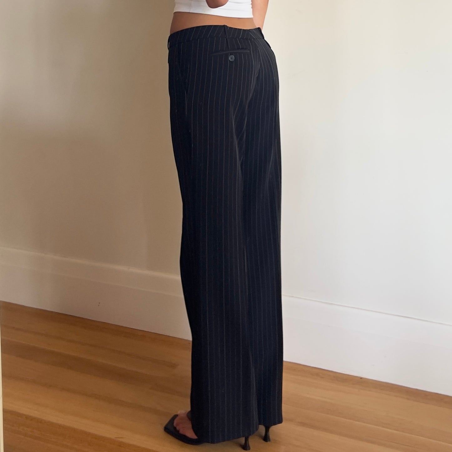90s black pinstripe trousers