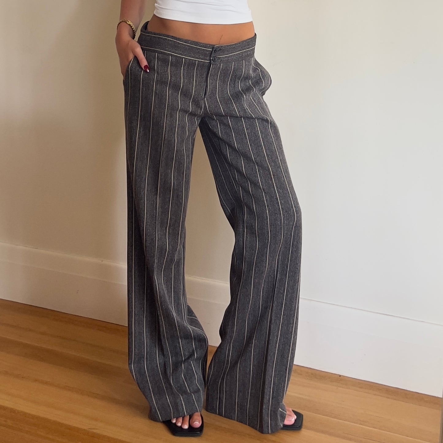 90s grey pinstripe trousers