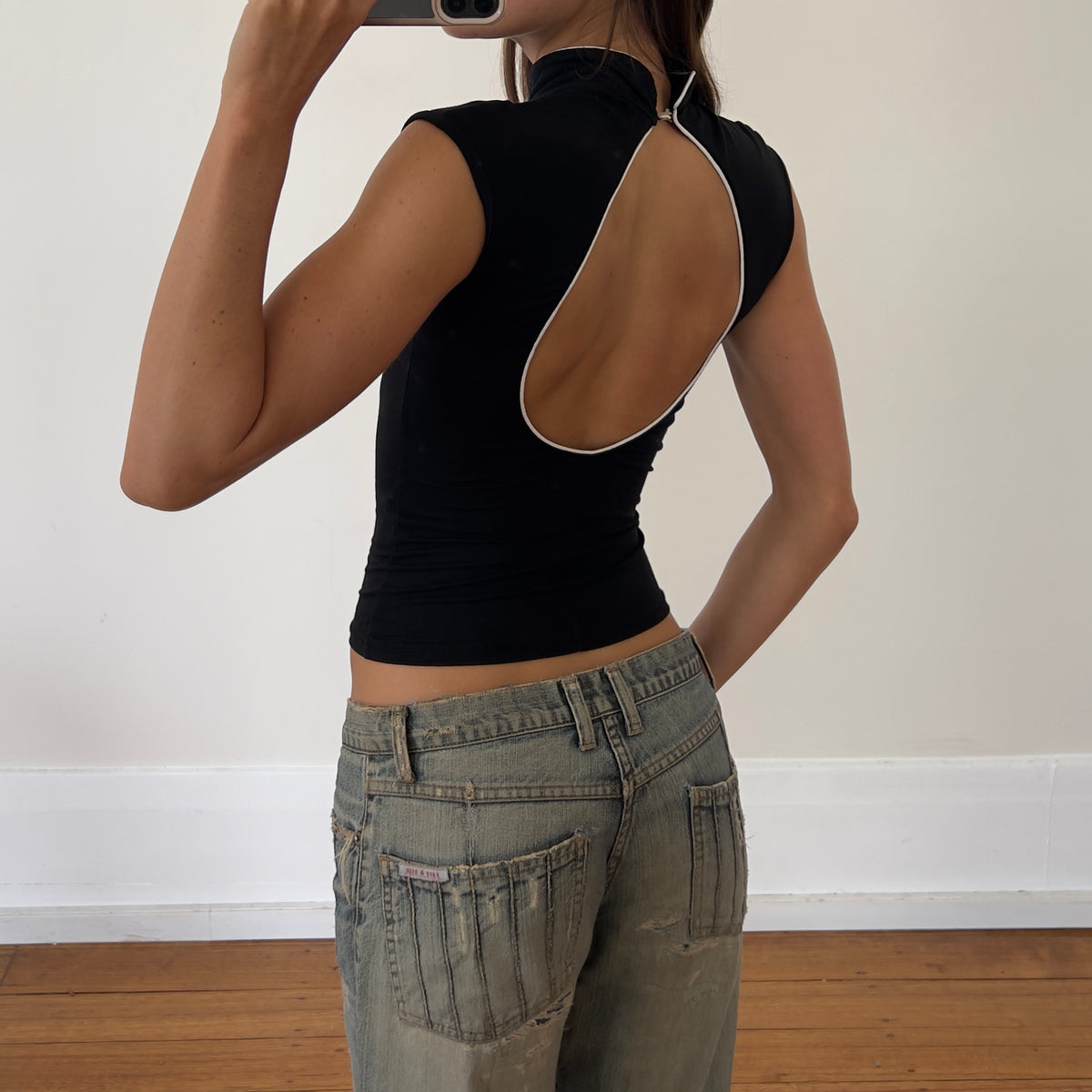 high neck rose top