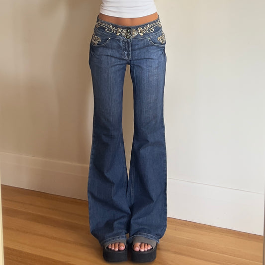 vintage embroidered flared jeans