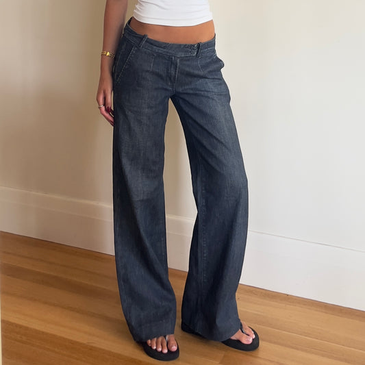 dark wash wide leg jeans