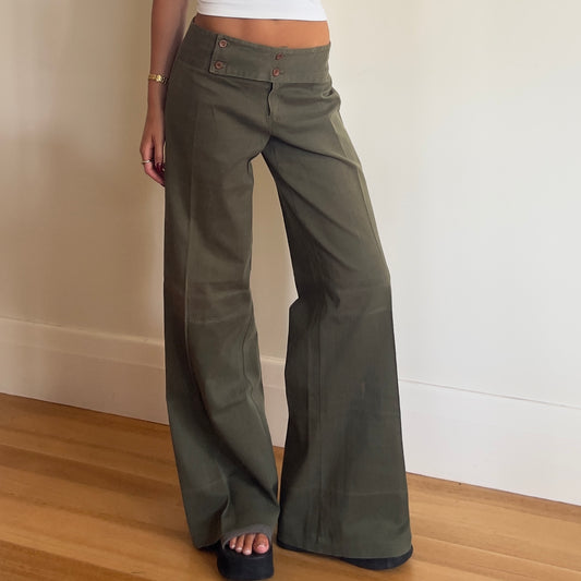 dark green wide leg pants