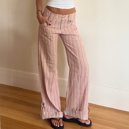 2000s stripe linen pants