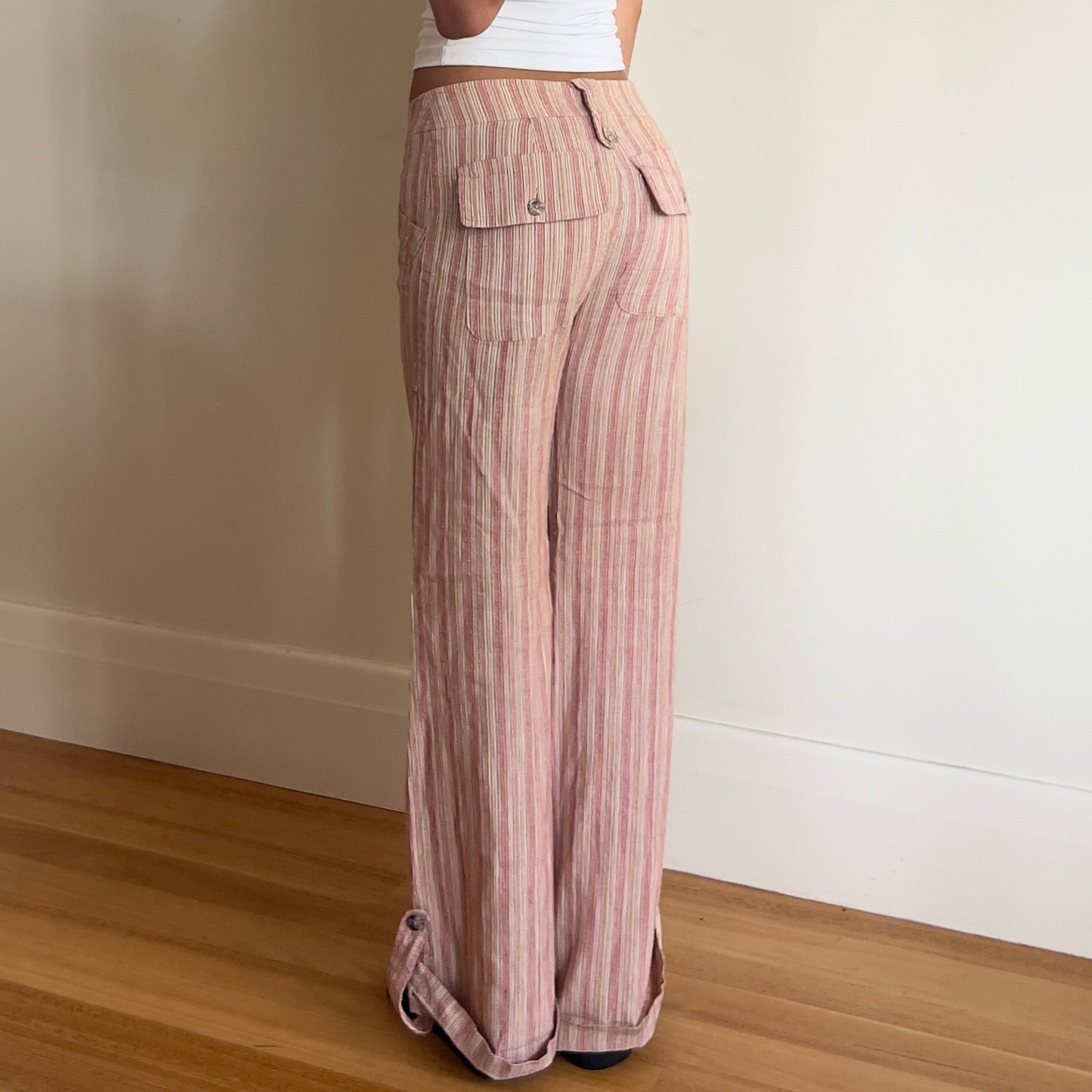 2000s stripe linen pants