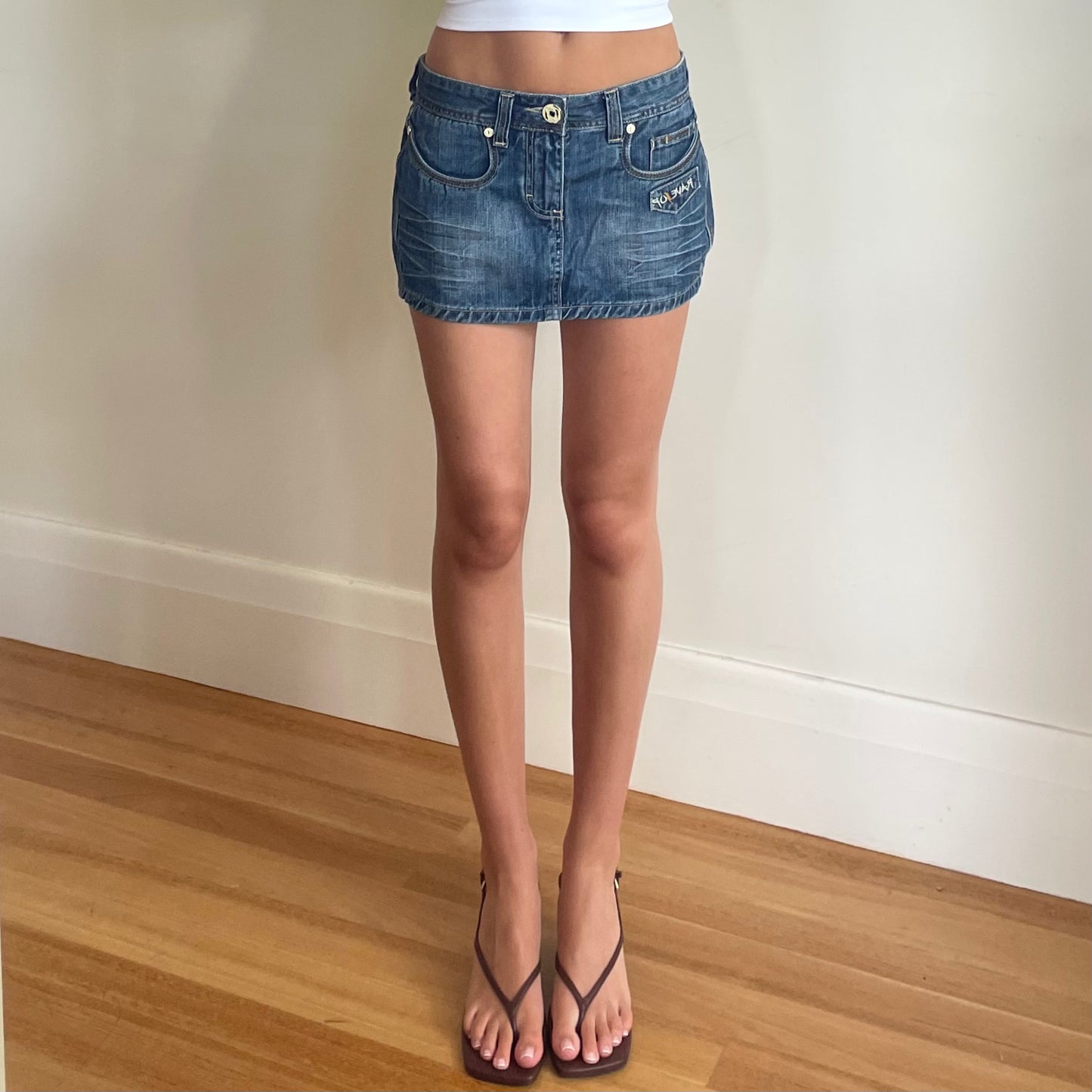 denim mini skirt