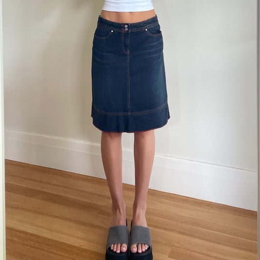 denim midi skirt