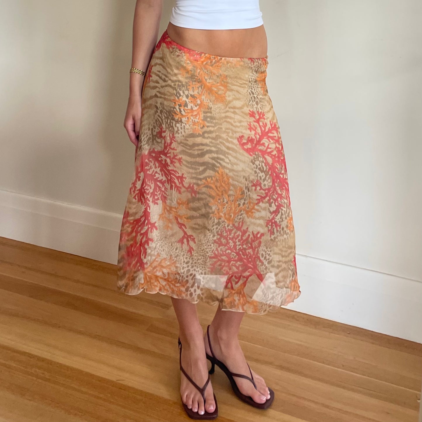 multi pattern midi skirt
