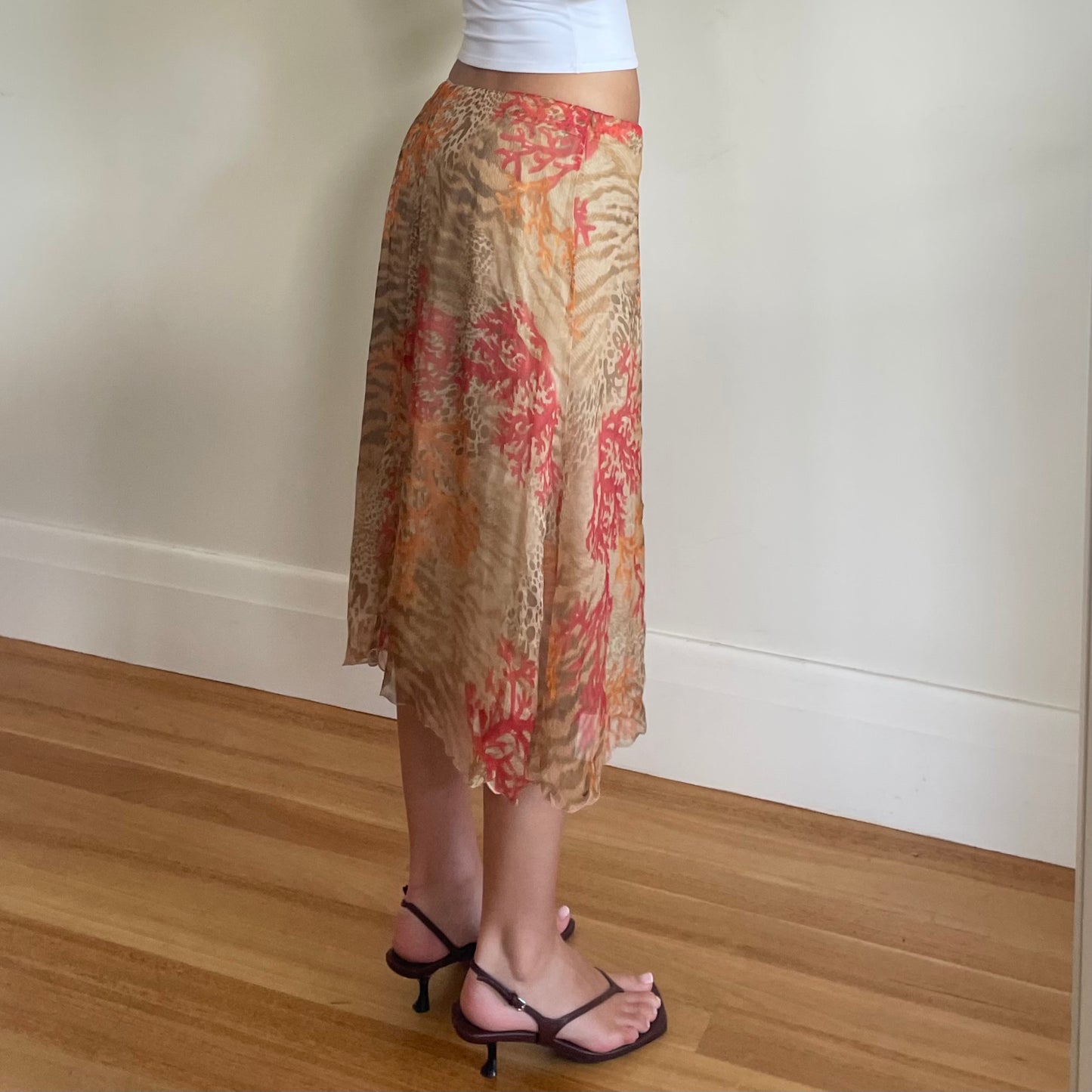multi pattern midi skirt