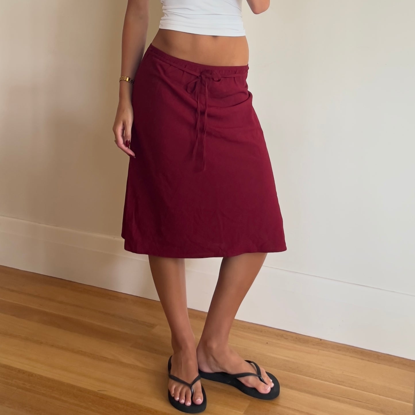 90s maroon midi skirt