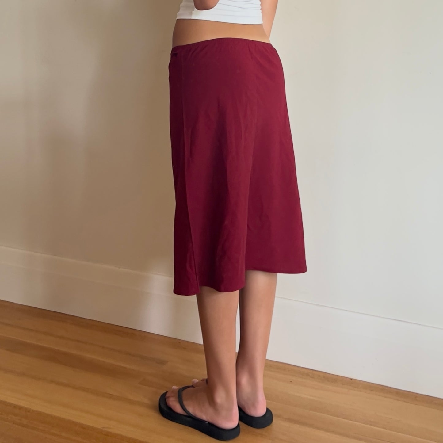 90s maroon midi skirt