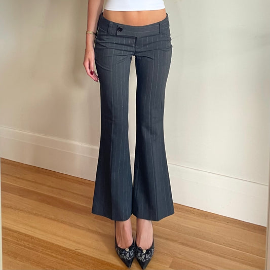 low rise flared trousers