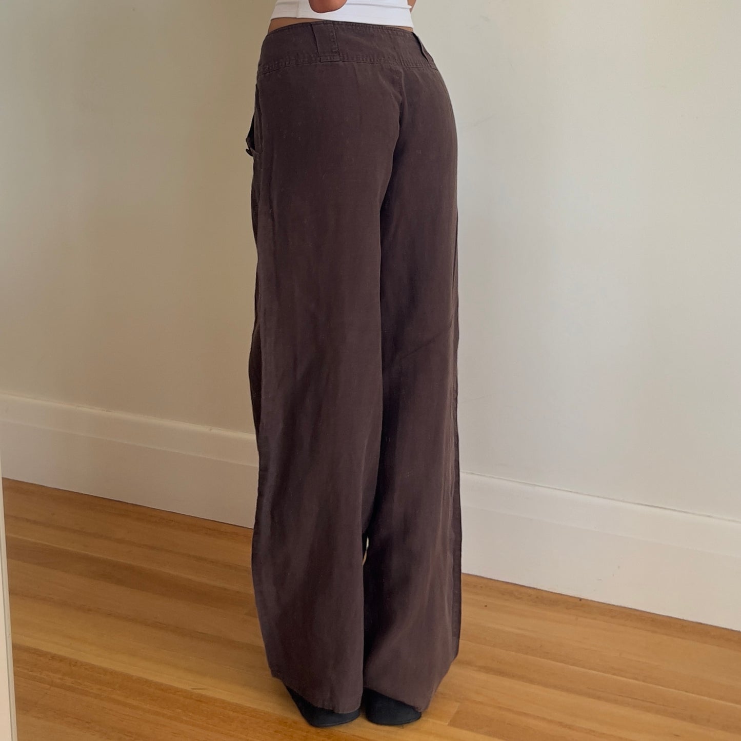 90s brown linen pants