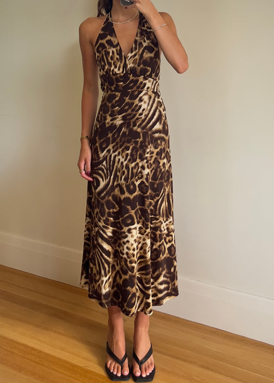90s leopard maxi dress