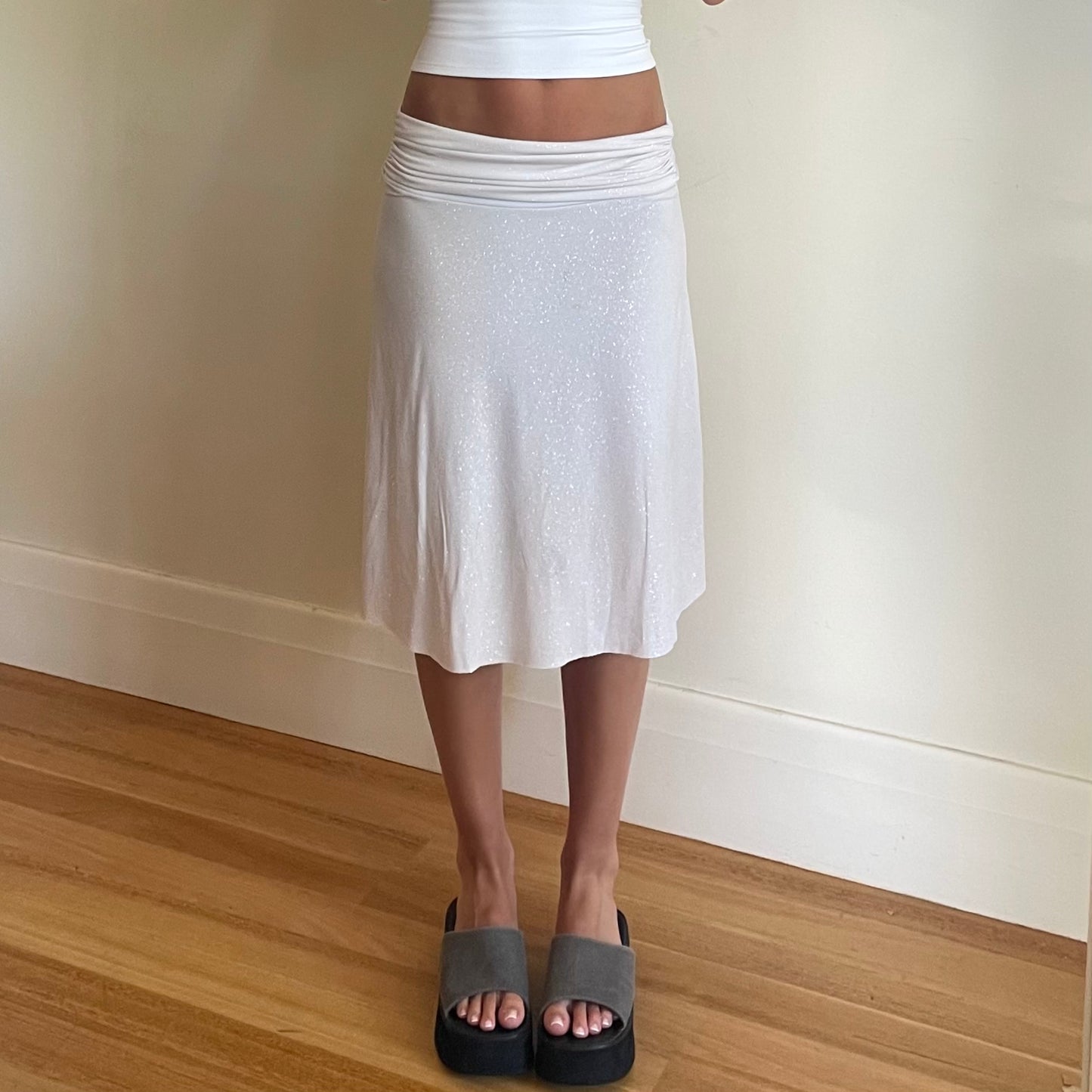 shimmery midi skirt