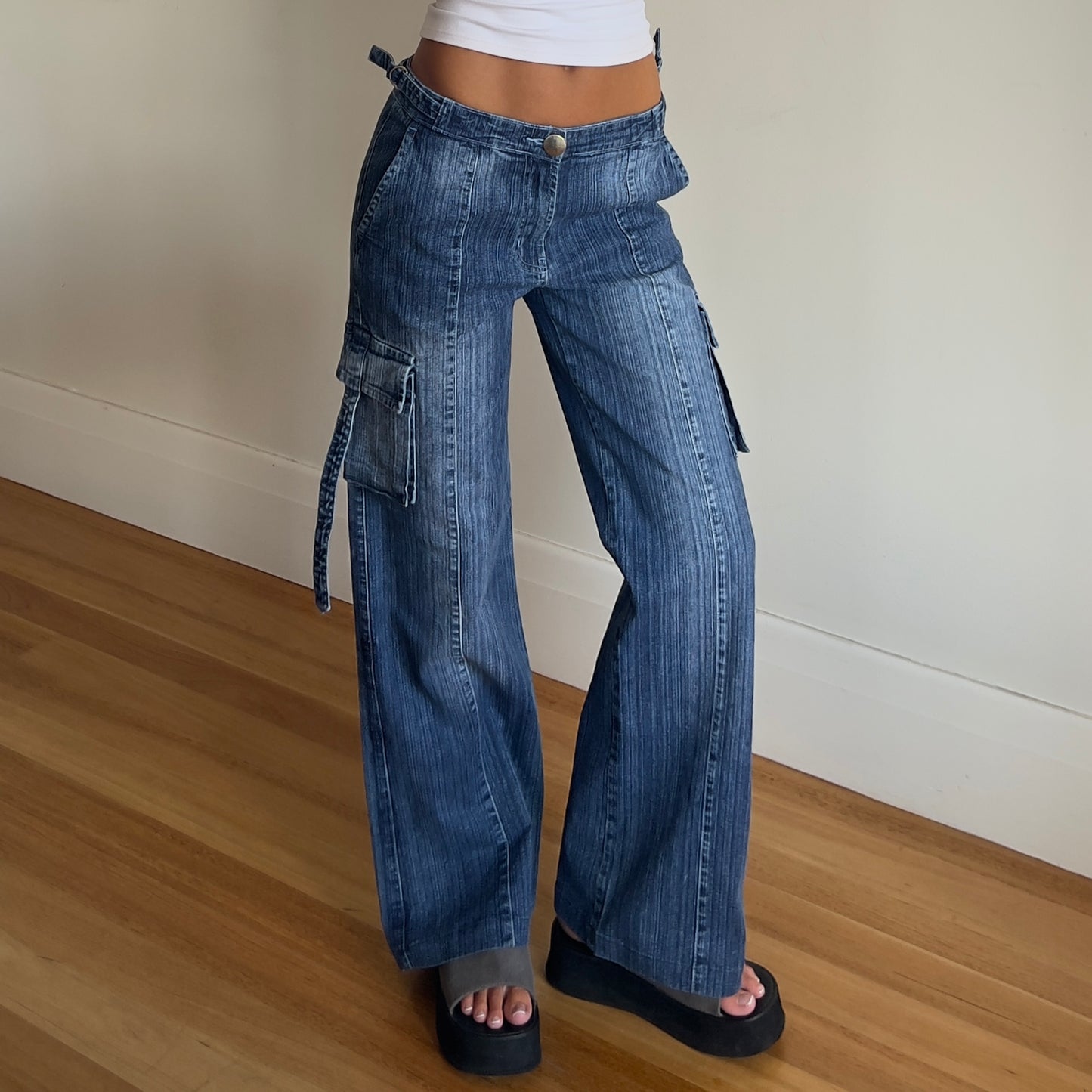 denim cargo style jeans