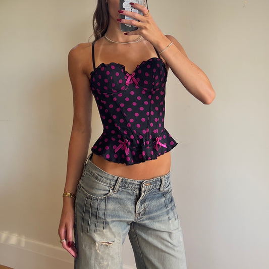 y2k polka-dot corset