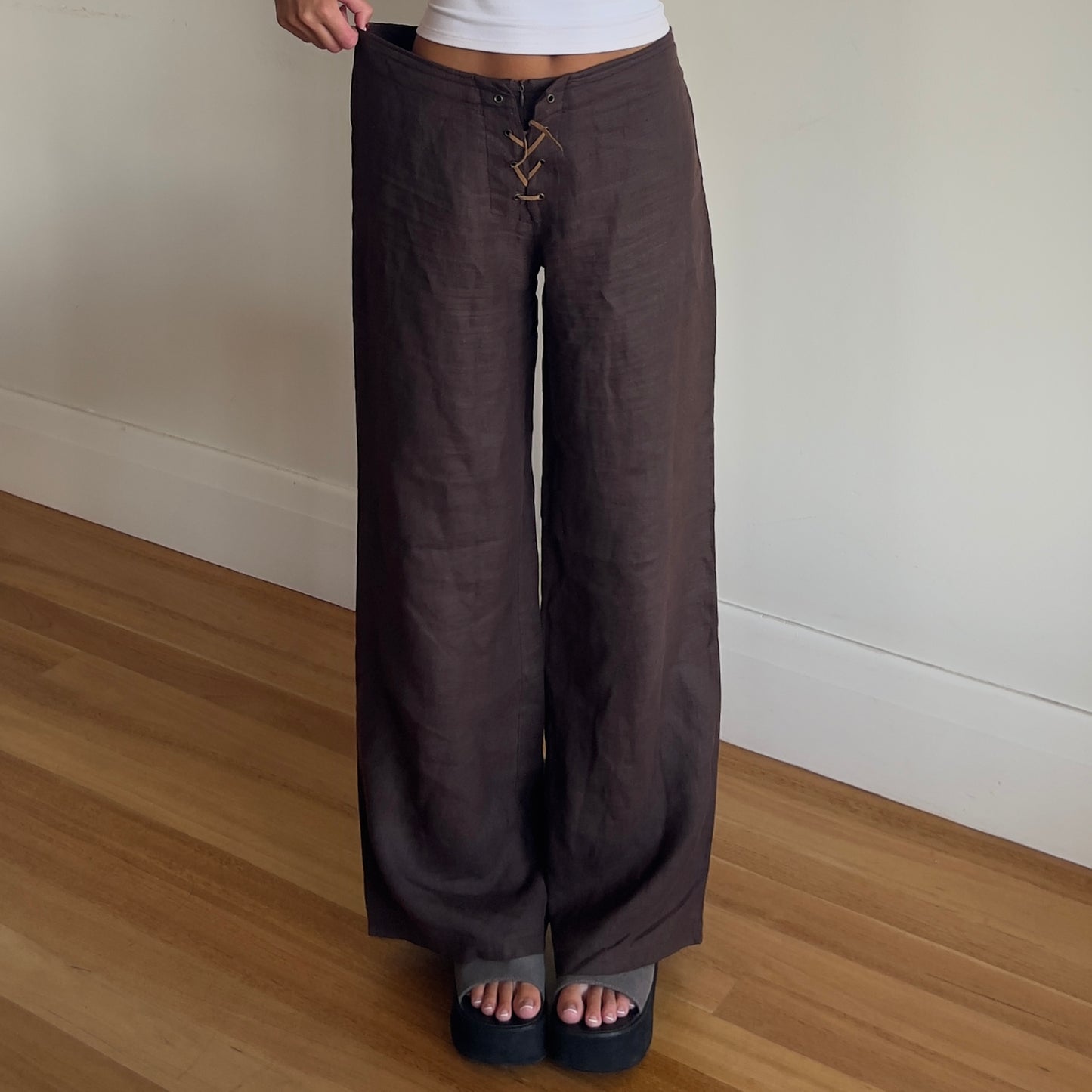brown linen pants