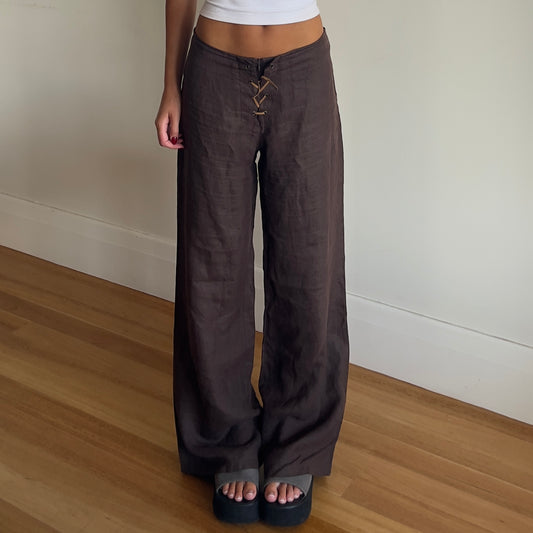 brown linen pants